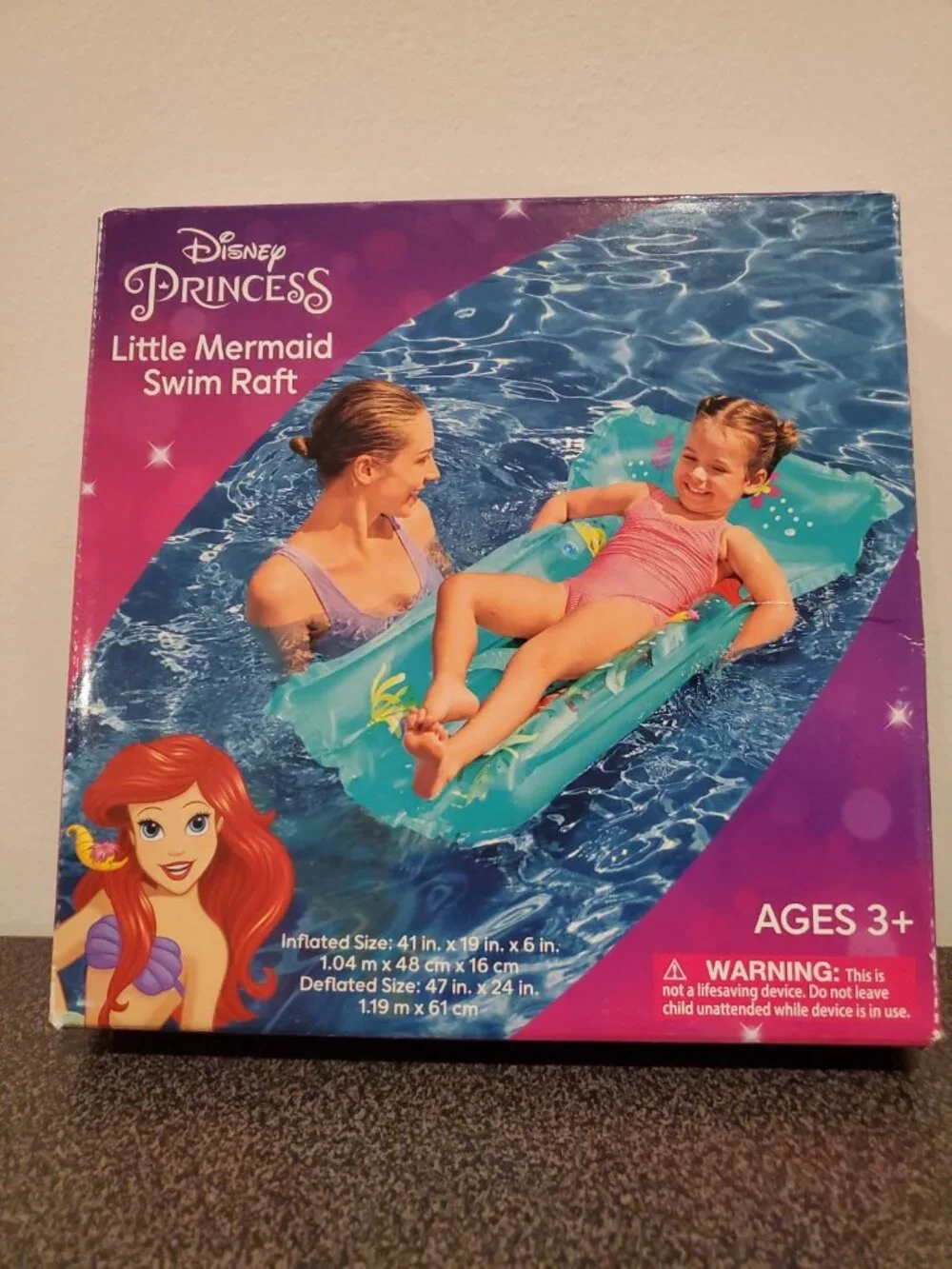 Disney Princess Little Mermaid Swim Raft Pool Float New Ages 3+